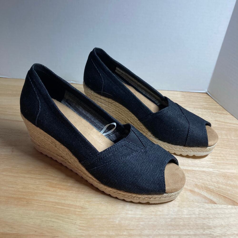 Skechers SIZE 8 Monarcha Summer Day's Wedge Sandal Espadrille Denim. NWOB
